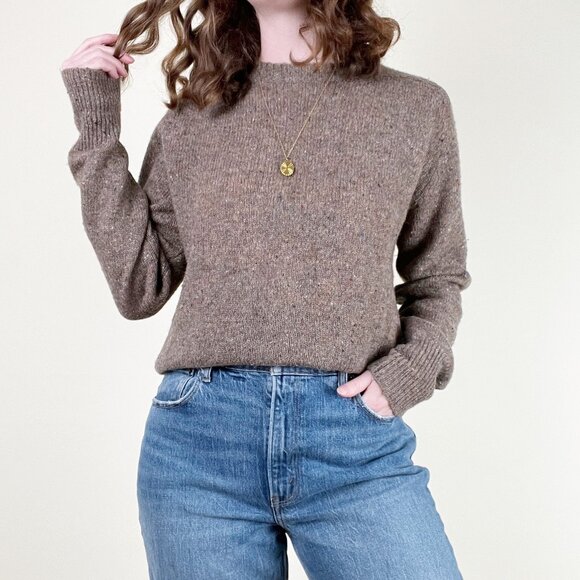 Vintage Speckled 100% Wool Knit Oversized Sweater Minimalist Old Money Academia - Picture 2 of 6